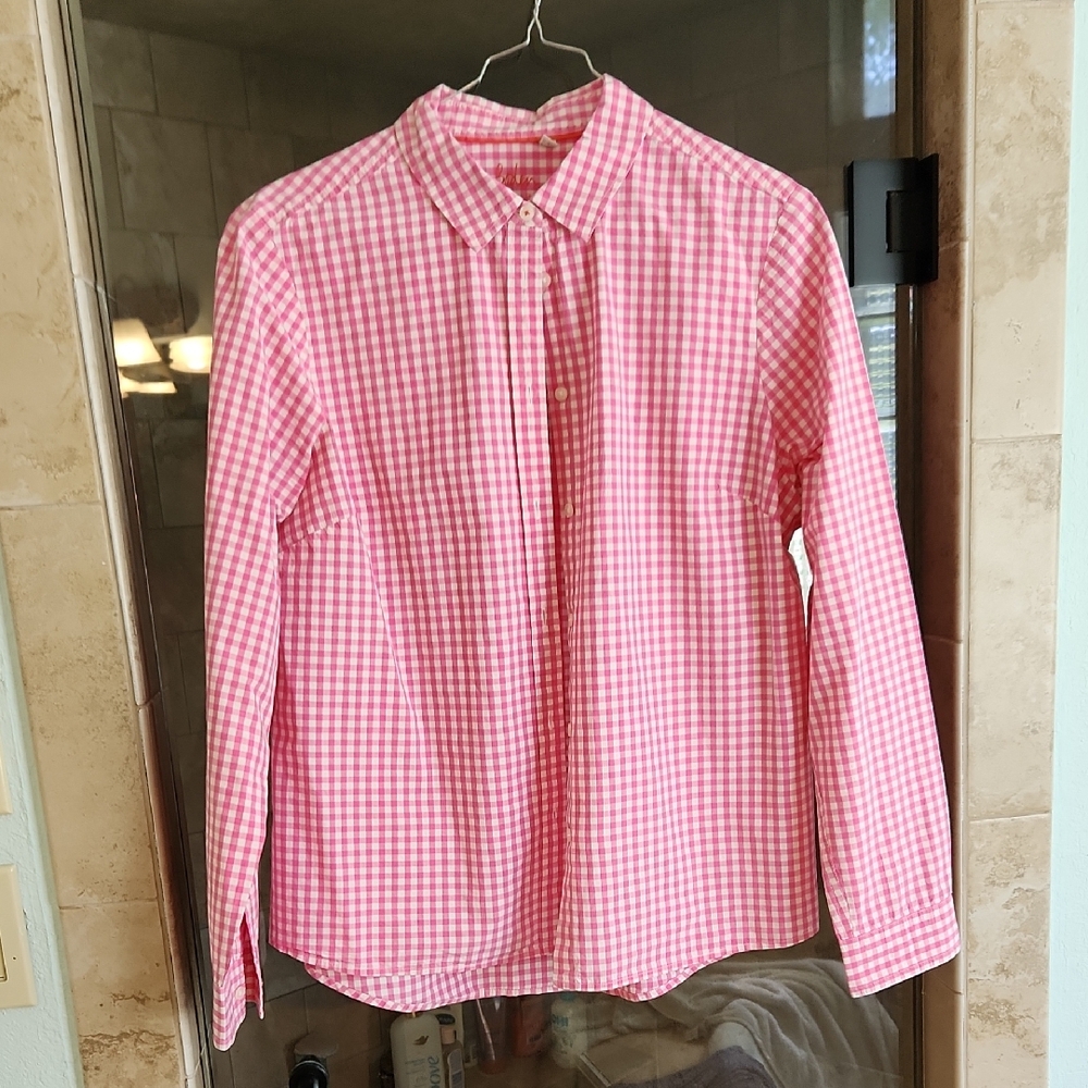 Boden Pink Casual Button Down Shirt Gingham Check